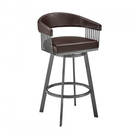 Chelsea 26" Counter Height Swivel Chocolate Faux Leather Bar Stool