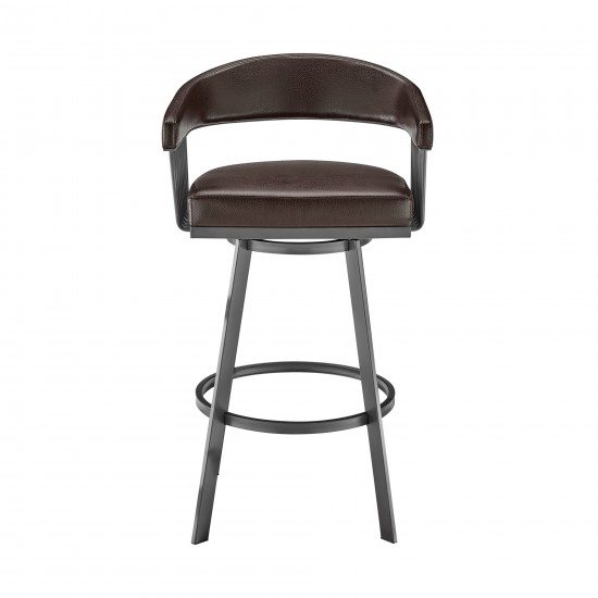 Chelsea 26" Counter Height Swivel Chocolate Faux Leather Bar Stool