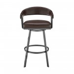 Chelsea 30" Bar Height Swivel Chocolate Faux Leather Bar Stool