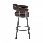 Chelsea 30" Bar Height Swivel Chocolate Faux Leather Bar Stool