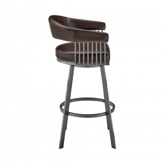 Chelsea 30" Bar Height Swivel Chocolate Faux Leather Bar Stool