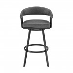 Chelsea 26" Counter Height Swivel Bar Stool in Black Finish & Gray Faux Leather