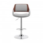 Colby Adjustable Gray Faux Leather and Chrome Finish Bar Stool