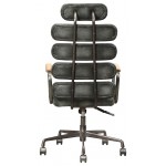 ACME Calan Executive Office Chair, Vintage Black Top Grain Leather