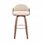 Daxton 26" Cream Faux Leather and Walnut Wood Bar Stool