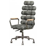 ACME Calan Executive Office Chair, Vintage Black Top Grain Leather