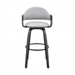 Daxton 26" Gray Faux Leather and Black Wood Bar Stool