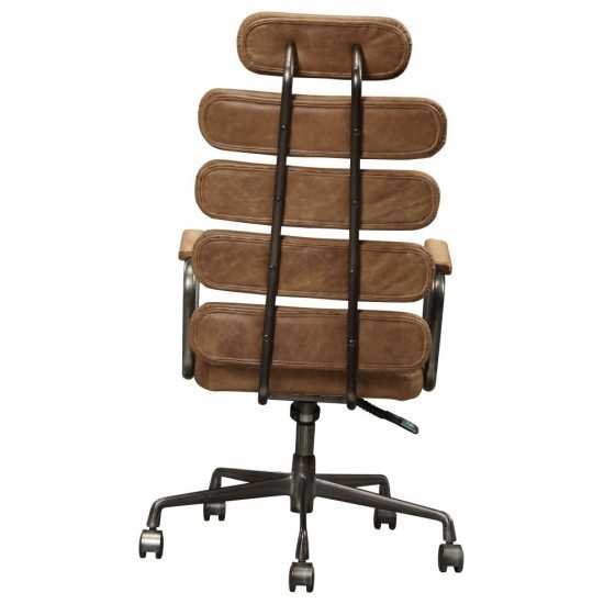 ACME Calan Executive Office Chair, Retro Brown Top Grain Leather