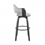 Daxton 26" Gray Faux Leather and Black Wood Bar Stool