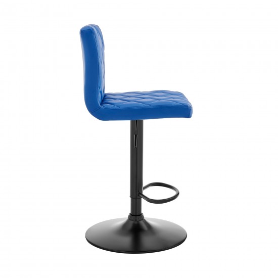 Duval Adjustable Blue Faux Leather Swivel Bar Stool