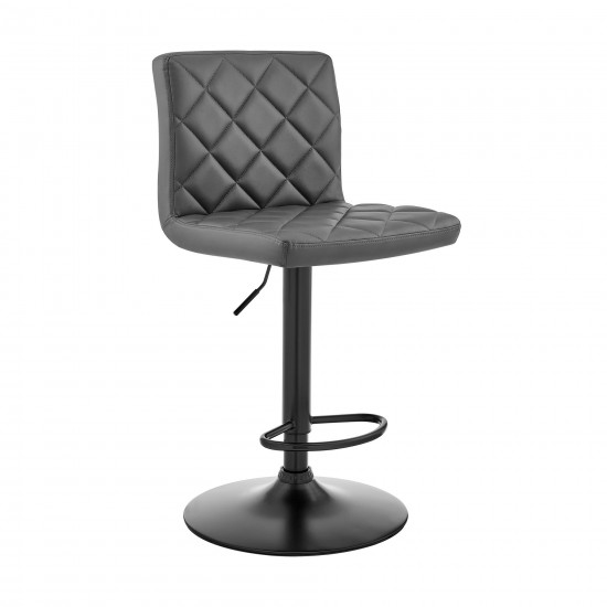 Duval Adjustable Gray Faux Leather Swivel Bar Stool