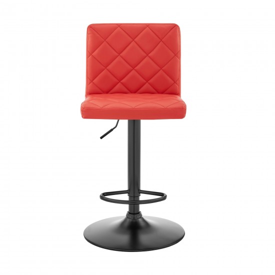 Duval Adjustable Red Faux Leather Swivel Bar Stool