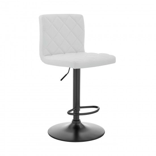 Duval Adjustable White Faux Leather Swivel Bar Stool