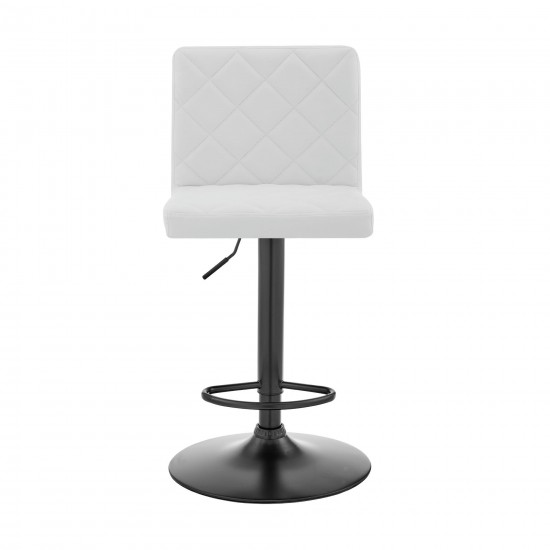 Duval Adjustable White Faux Leather Swivel Bar Stool