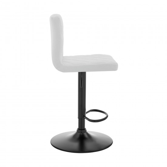 Duval Adjustable White Faux Leather Swivel Bar Stool