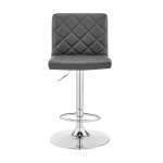 Duval Adjustable Gray Faux Leather and Charcoal Swivel Barstool