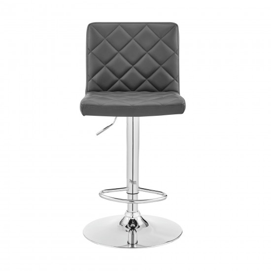 Duval Adjustable Gray Faux Leather and Charcoal Swivel Barstool