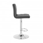 Duval Adjustable Gray Faux Leather and Charcoal Swivel Barstool