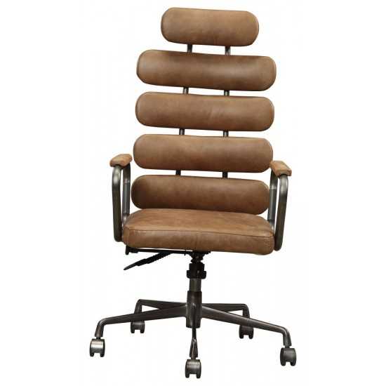 ACME Calan Executive Office Chair, Retro Brown Top Grain Leather