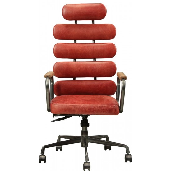 ACME Calan Executive Office Chair, Vintage Red Top Grain Leather