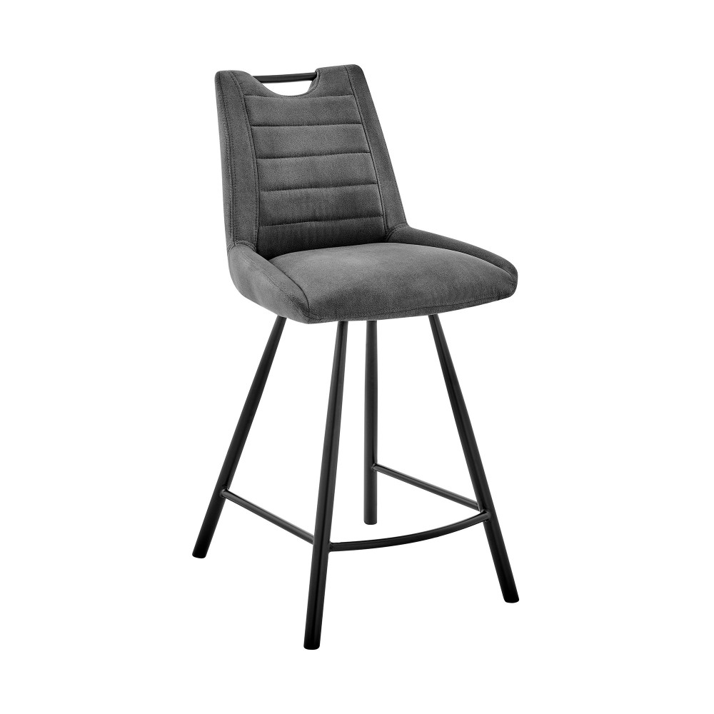 Arizona 30" Bar Height Bar Stool in Charcoal Fabric and Black Finish