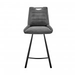 Arizona 30" Bar Height Bar Stool in Charcoal Fabric and Black Finish