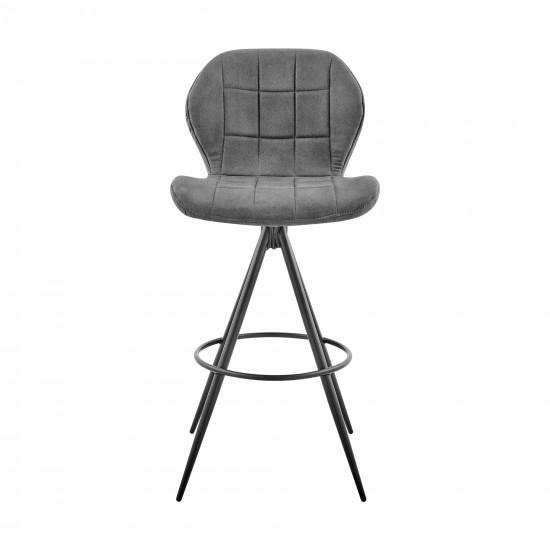 Catalina 26" Counter Height Bar Stool in Charcoal Fabric and Black Finish