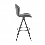 Catalina 30" Bar Height Bar Stool in Charcoal Fabric and Balck Finish