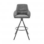 Odessa 26" Counter Height Bar Stool in Charcoal Fabric and Black Finish