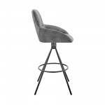 Odessa 26" Counter Height Bar Stool in Charcoal Fabric and Black Finish