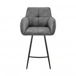 Verona 26" Counter Height Bar Stool in Charcoal Fabric and Black Finish