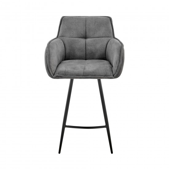 Verona 26" Counter Height Bar Stool in Charcoal Fabric and Black Finish