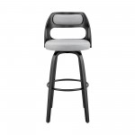 Julius 26" Gray Faux Leather and Black Wood Bar Stool