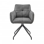 Noah Dining Room Accent Chair in Charcoal Fabric and Black Metal Legs