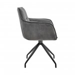 Noah Dining Room Accent Chair in Charcoal Fabric and Black Metal Legs