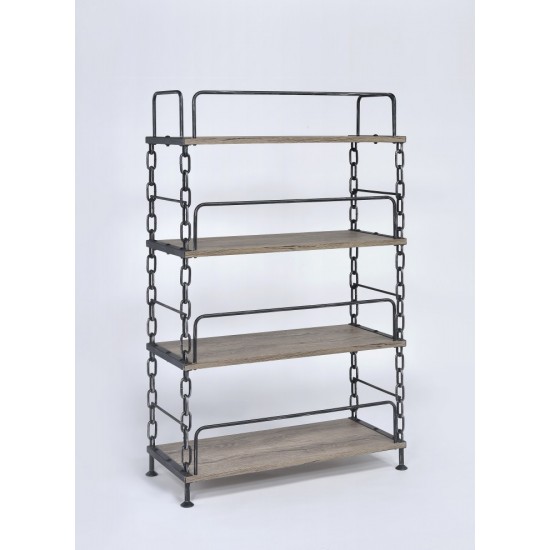 ACME Jodie Bookshelf, Rustic Oak & Antique Black