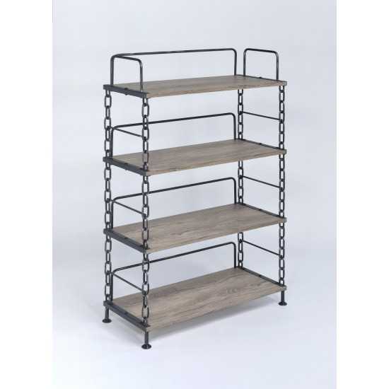 ACME Jodie Bookshelf, Rustic Oak & Antique Black