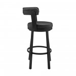 Kobe 26" Counter Height Swivel Bar Stool in Black Finish and Black Faux Leather