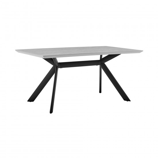 Margot Light Gray Rectangular Dining Table with Black Finish