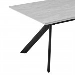 Margot Light Gray Rectangular Dining Table with Black Finish