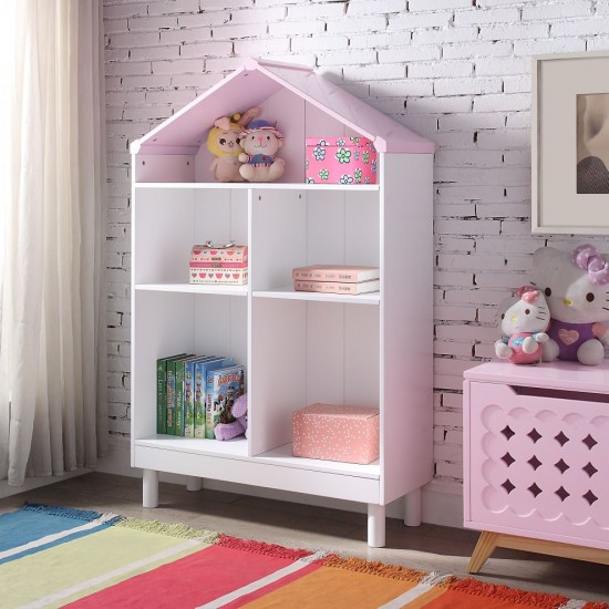 ACME Doll Cottage Bookcase, White & Pink