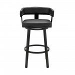 Cohen 26" Counter Height Swivel Bar Stool in Black Finish and Black Faux Leather