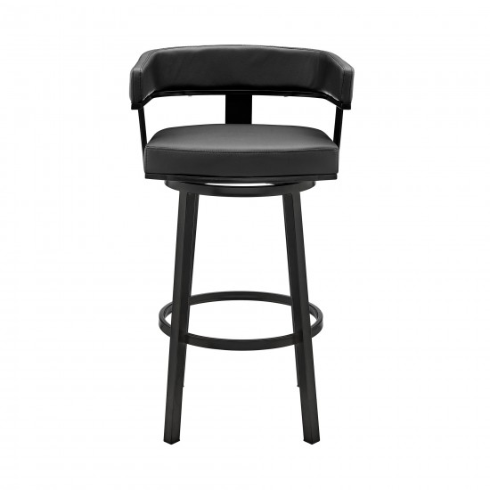 Cohen 26" Counter Height Swivel Bar Stool in Black Finish and Black Faux Leather