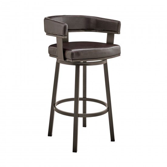 Cohen 26" Counter Height Swivel Chocolate Faux Leather Bar Stool