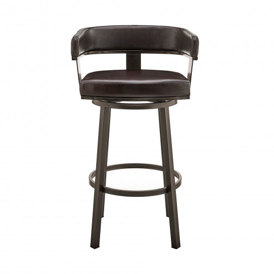 Cohen 26" Counter Height Swivel Chocolate Faux Leather Bar Stool