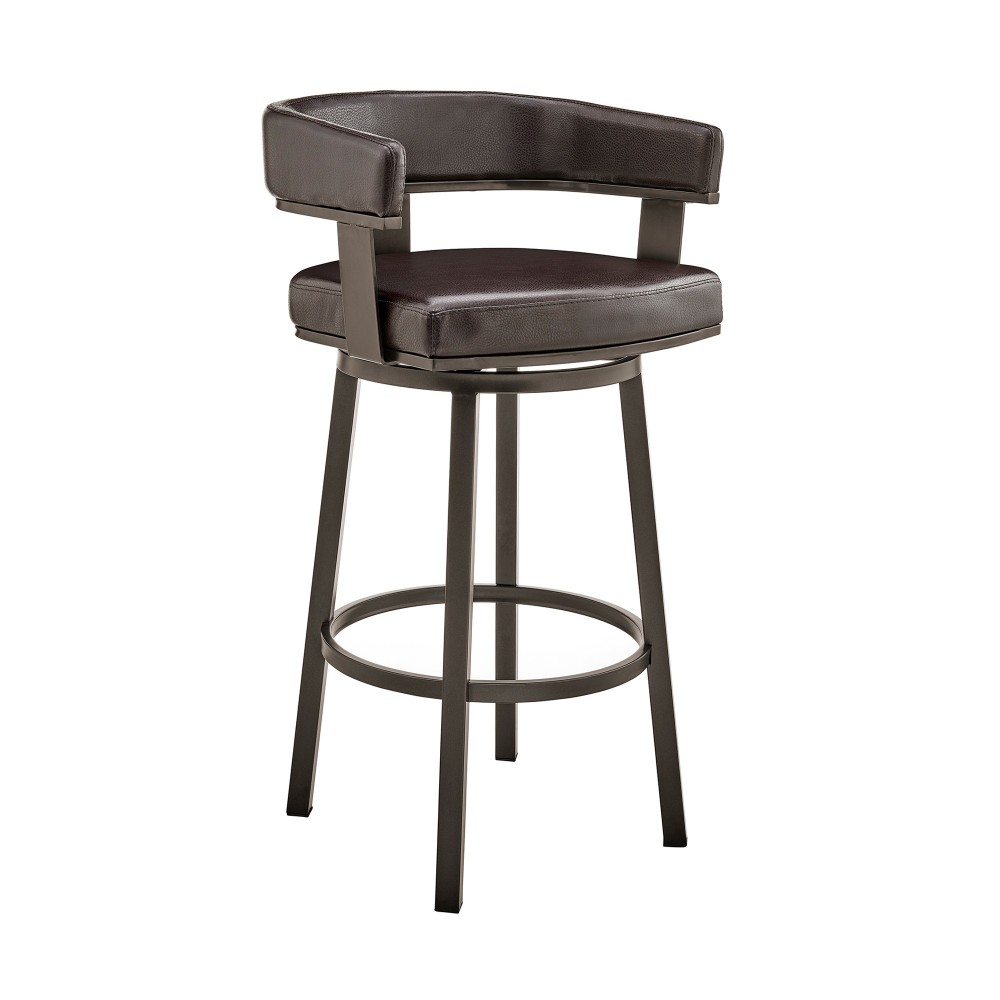 Cohen 30" Bar Height Swivel Chocolate Faux Leather Bar Stool