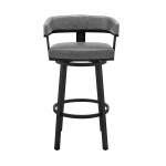 Cohen 26" Counter Height Swivel Bar Stool in Black Finish and Gray Faux Leather