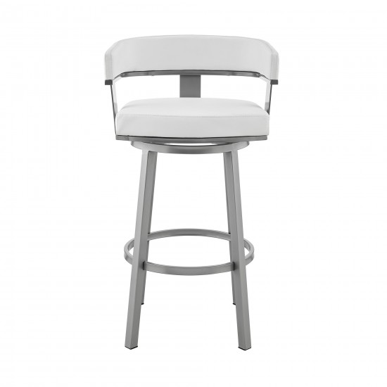 Cohen 26" Counter Height Swivel White Faux Leather Bar Stool