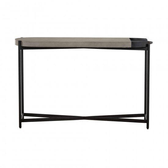 Dua Concrete and Black Metal Modern Console Table