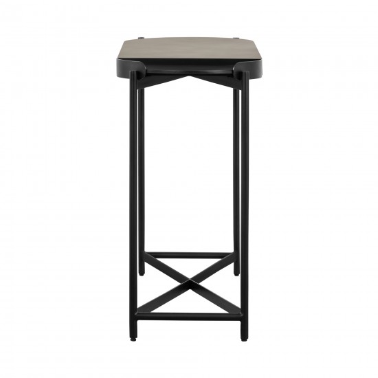 Dua Concrete and Black Metal Modern Console Table